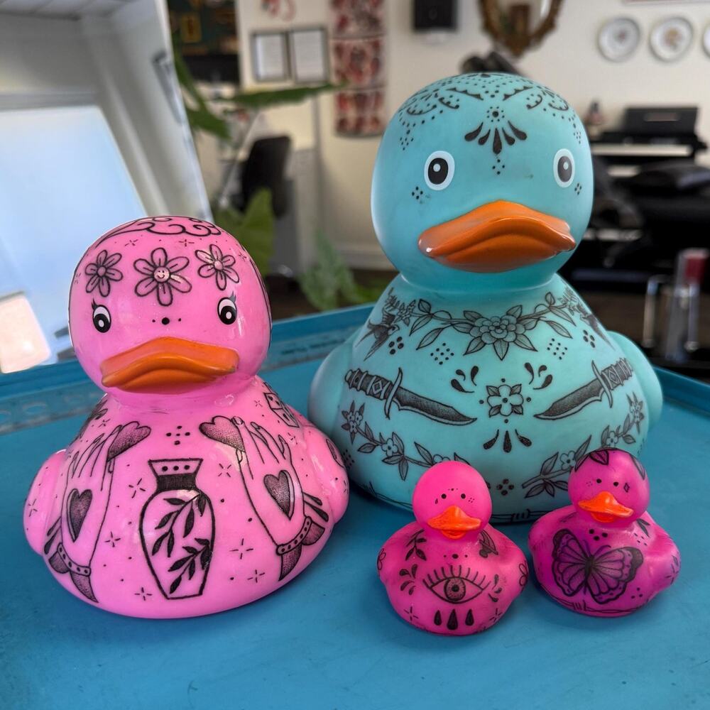 Tattooed Rubber Duck - 8" largest duck - Picture 2 of 9